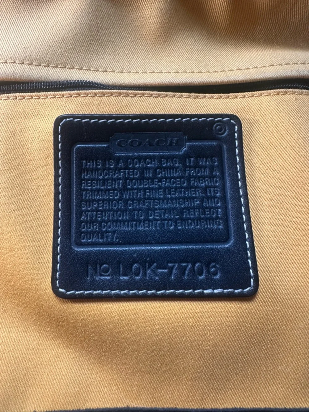 Vintage Coach Beige Canvas Tote with Black Leather Trim